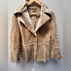 Guess leather suede jacket shear lining size Large